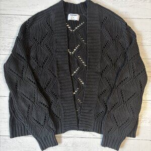Old Navy Chunky Knit Cardigan XS Gray Open Front Sweater